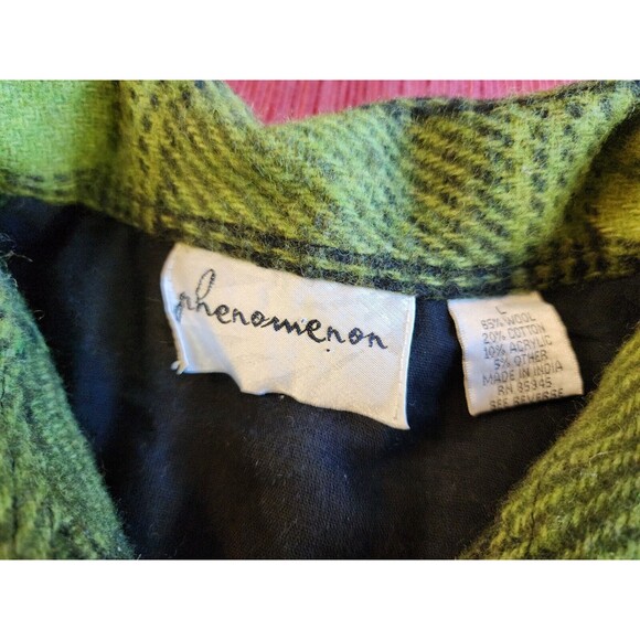 Vintage Phenomenom Womens Wool Jacket Green Plaid Size Large L Full Zip RARE - Picture 5 of 16